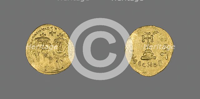 Solidus (Coin) of Heraclius and Heraclius Constantine, 629-632. Creator: Unknown.