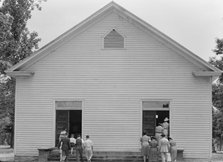 Congregation entering church, Wheeley's Church, Person County, North Carolina, 1939. Creator: Dorothea Lange.