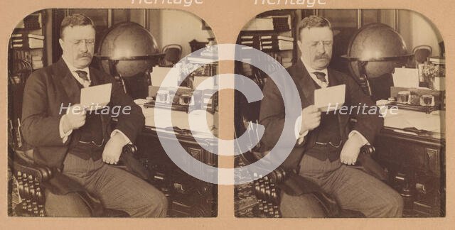 President Theodore Roosevelt at his desk in the White House, Washington, D.C., U.S.A., 1903. Creator: RY Young.