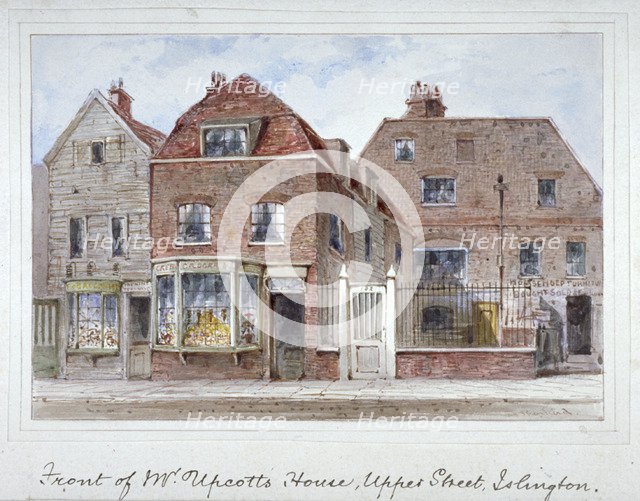 Front view of Mr Upcott's house, Upper Street, Islington, London, c1835.        Artist: Thomas Hosmer Shepherd