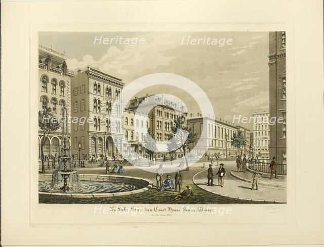 La Salle Street from Court House Square, Chicago, in the Y..., published March 1927 (1865 depicted). Creator: Raoul Varin.