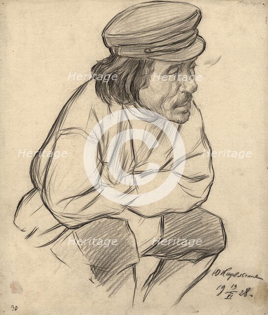 Portrait sketch: Karelian yurts, 1928. Creator: Dmitrii Innokent'evich Karatanov.