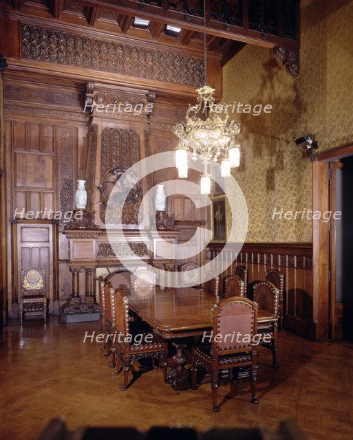 Main Dining Room of the Güell Palace with the original furniture, 1886-1890, designed by Antoni G…