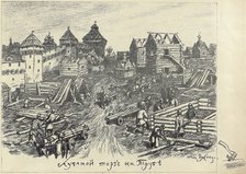 Lubyanoi Rynok (Wood market) at the Truba (Trubnaya Square) in Moscow, Early 1920s. Creator: Vasnetsov, Appolinari Mikhaylovich (1856-1933).