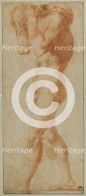 Male Nude Walking to Left, Carrying Burden on His Shoulders, n.d. Creator: Unknown.