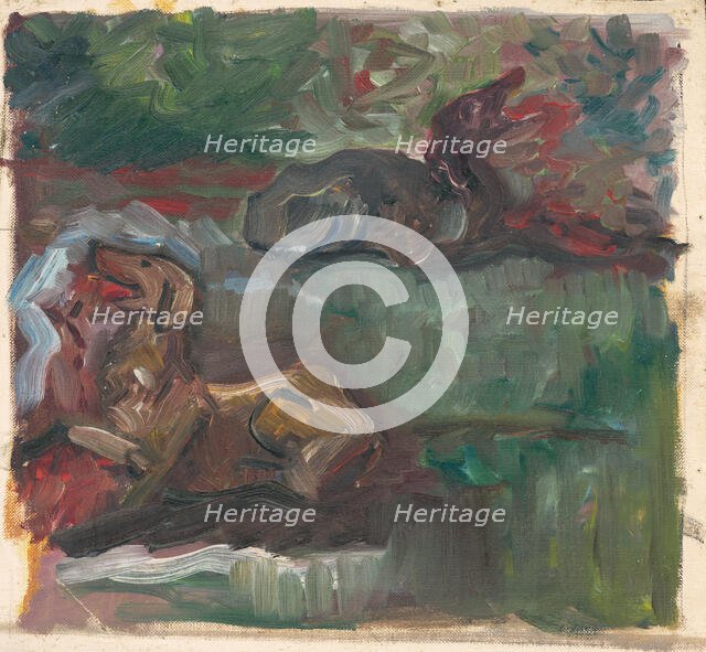 Two Reclining Dogs, 1935-1940. Creator: Arnold Peter Weisz-Kubincan.