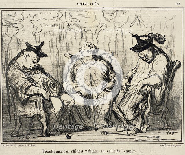 Fonctionnaires chinois veillant au salut de l'empire!, 1859.  Creator: Honore Daumier.