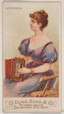 Accordion, from the Musical Instruments series (N82) for Duke brand cigarettes, 1888., 1888. Creator: Schumacher & Ettlinger.
