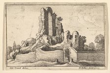 Ruins and a barred gate on the Esquiline Hill in Rome, 1673. Creator: Wenceslaus Hollar.