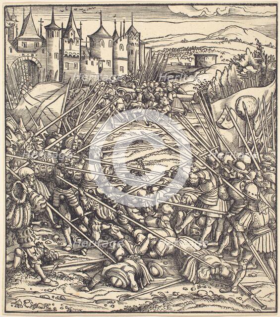 Battle of the Foot Soldiers with Lances. Creator: Hans Burgkmair, the Elder.