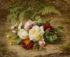 Still Life with Flowers, 1852. Creator: Simon Saint-Jean.