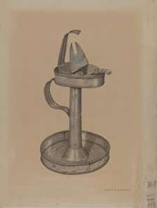 Betty Lamp and Stand, c. 1940. Creator: Claude Marshall.