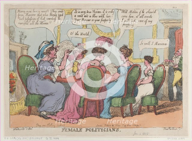 Female Politicians, January 1, 1808., January 1, 1808. Creator: Thomas Rowlandson.