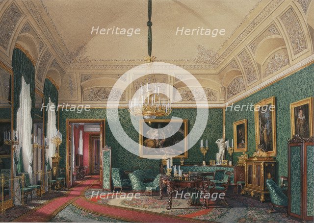 Interiors of the Winter Palace. The First Reserved Apartment. The Small Study of Grand Princess Maria Nikolayevna, 1867. Artist: Hau, Eduard (1807-1887)