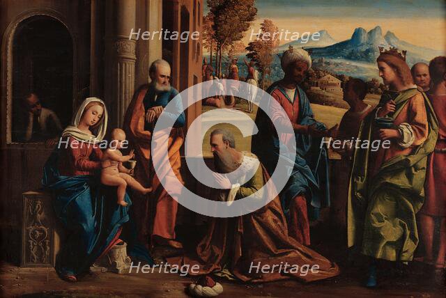 The Adoration of the Magi, c 1527. Creator: Ortolano (Benvenuti), Giovanni Battista (c. 1480-1525).