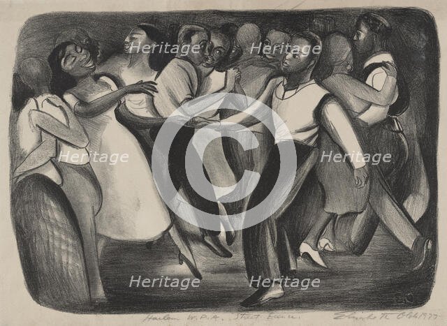 Harlem WPA Street Dance, ca.1935 - 1943. Creator: Elizabeth Olds.