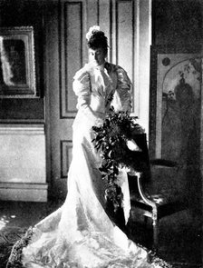 Marriage of the Duc d'Aosta & Princesse Hélène d'Orléans: the Duchesse...in her wedding dress, 1895. Creator: Gunn & Stuart.