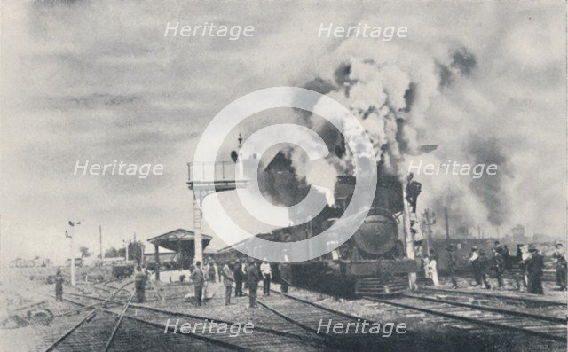 'First Train of the Intercolonial Railway Leaving Kalgoorlie', 1923. Creator: Unknown.