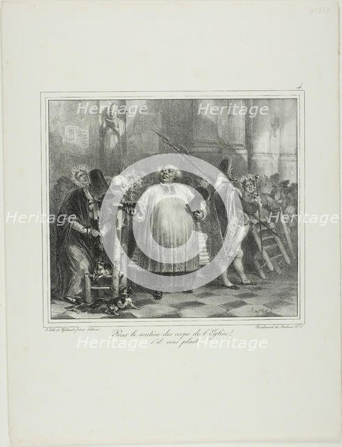 For the Support of the Church Staff, if You Please..., 1831. Creator: Auguste Raffet.