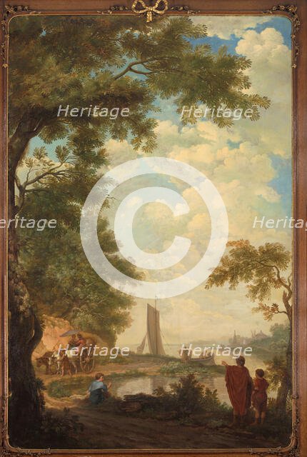 Arcadian landscape with figures by a riverbank, 1771.  Creator: Juriaan Andriessen.