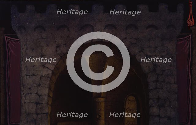 Stage design for the theatre play Life is But a Dream by P. Calderon de la Barca, 1914. Creator: Nikolay Kalmakov.