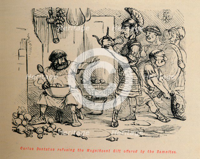 'Curius Dentatus refusing the Magnificent Gift offered by the Samnites', 1852. Artist: John Leech.