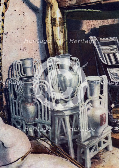 Alabaster vases, Tutankhamun's tomb, Egypt, 1933-1934. Artist: Unknown