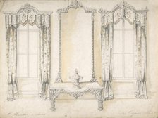 Design for Mirror, Table and Curtains, 1841-84. Creator: Charles Hindley & Sons.