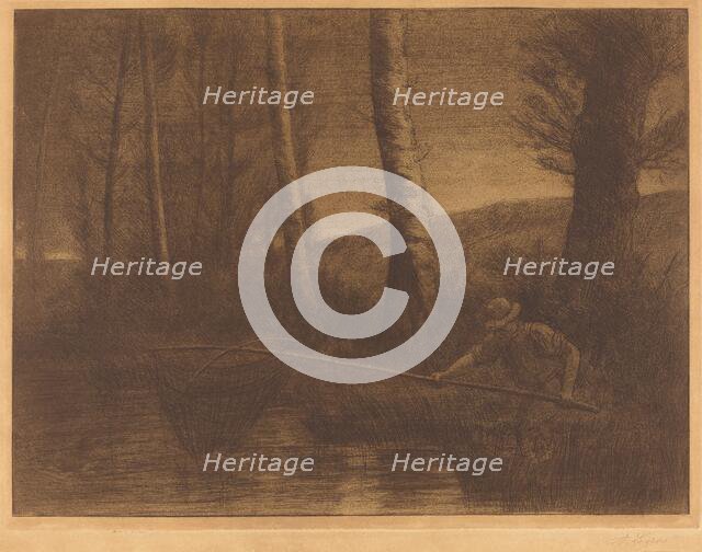 Fisherman with a Hoop-net (La peche a la truble). Creator: Alphonse Legros.