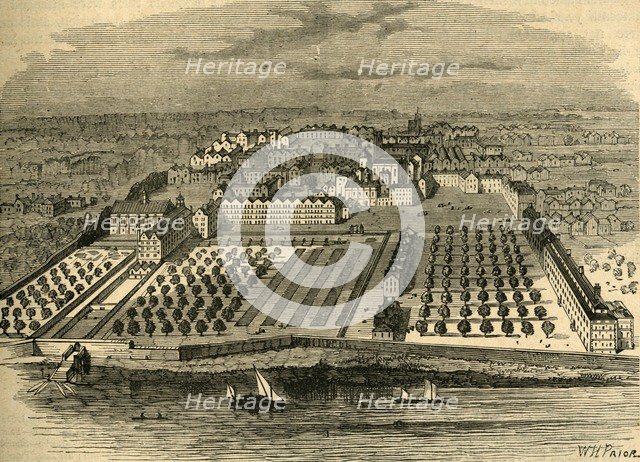 'The Temple in 1671. (From an old bird's-eye view in the inner temple)', (1897).  Creator: Unknown.