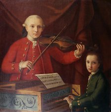 Leopold and Wolfgang Mozart, c1765. Creator: Anonymous.