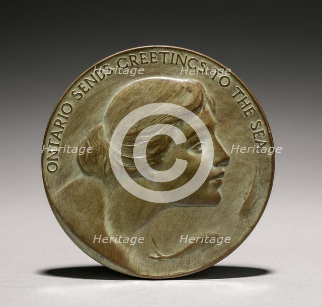 Medal: Ontario Sends Greetings to the Sea (obverse), 1800s-1900s. Creator: Lorado Taft (American, 1860-1936).