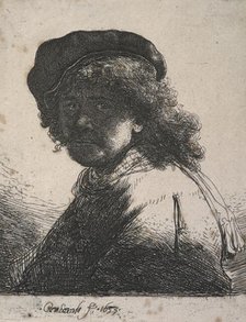 Self-portrait in a cap and scarf with the face dark: bust, 1633. Creator: Rembrandt Harmensz van Rijn.