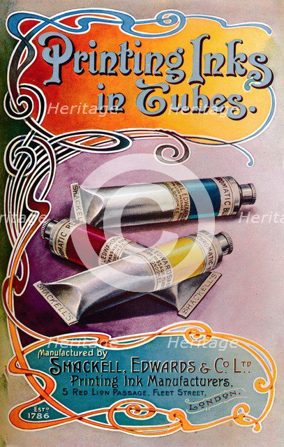 'Printing Inks in Tubes - Shackell, Edwards & Co. Ltd. advert', 1907. Artist: Shackell Edwards & Co.