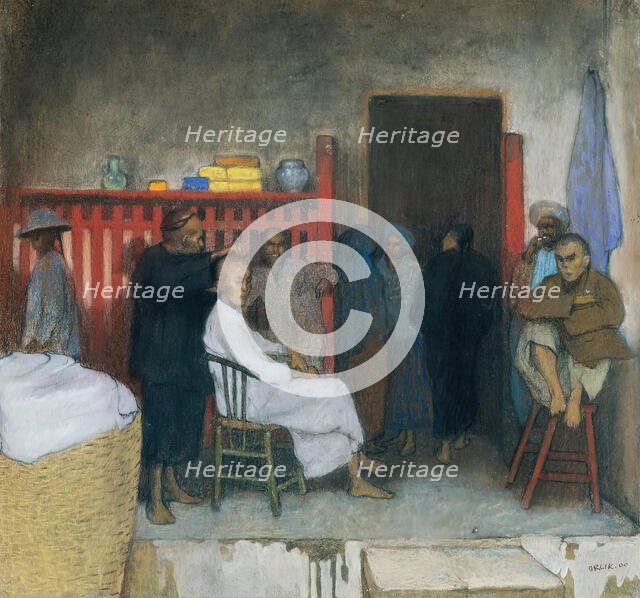 The Barber of Singapore, 1900. Creator: Emil Orlik.