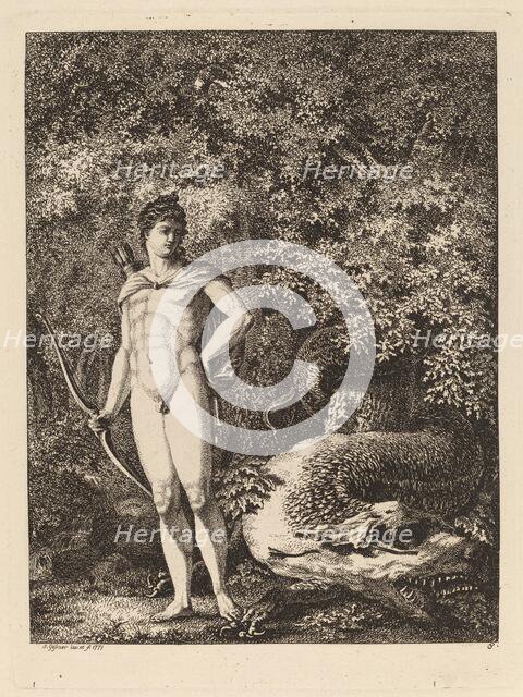 Apollo with a Bow and Dragon, 1771. Creator: Salomon Gessner.