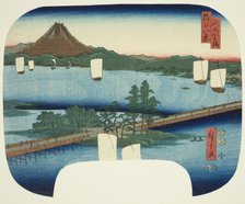Long Bridge at Seta (Seta no nagahashi), from the series "Eight Views of Omi (Omi hakkei)", 1852. Creator: Ando Hiroshige.