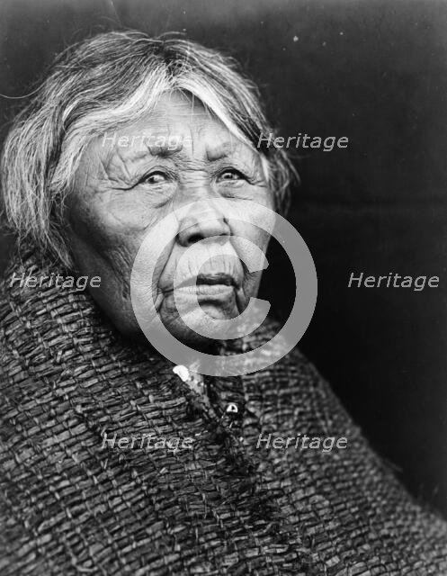 Hleastunuh-Skokomish, Indian women, head-and-shoulders portrait, facing right, c1913. Creator: Edward Sheriff Curtis.