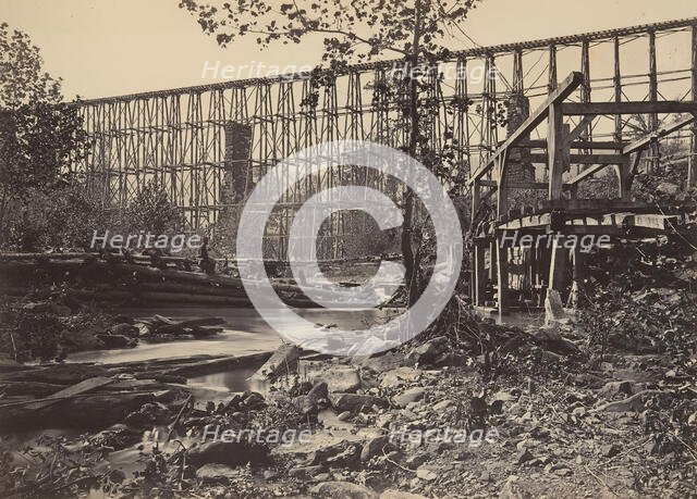 Trestle Bridge at Whiteside, 1860s. Creator: George N. Barnard.