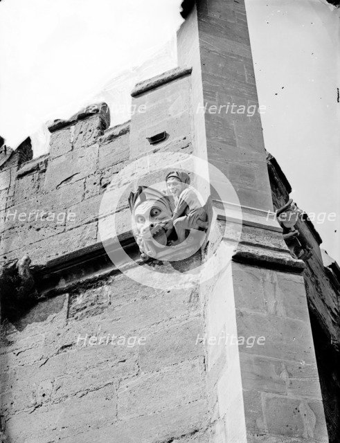 Detail of grotesques in Magdalen College Cloister, Oxford, Oxfordshire, c1860-c1922. Artist: Henry Taunt