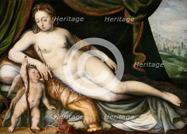 Venus and Cupid. Artist: Floris, Frans, the Elder (1519-1570)