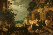 Landscape with ruins, cattle and deer, c.1614-c.1620. Creator: Roelandt Savery.