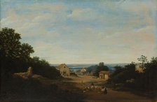 Brazilian landscape with the village of Igaraçú. To the left the church of Sts Cosmas and Damian, 16 Creator: Frans Post.