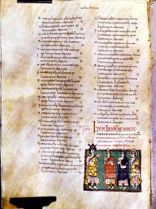 Page of the 'Codex Vigiliano' with illustration of Recesvinto accompanied by Oroncio, Antonio and…