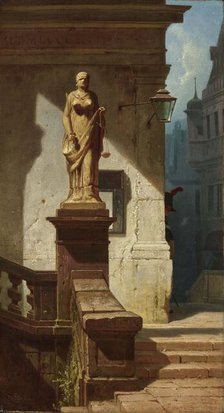 The eye of the law (Justitia), 1857. Creator: Spitzweg, Carl (1808-1885).