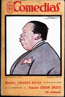 Cover of the publication 'Comedias'. Caricature of Francisco Serrano Anguita (1887-1968). Siglo X…
