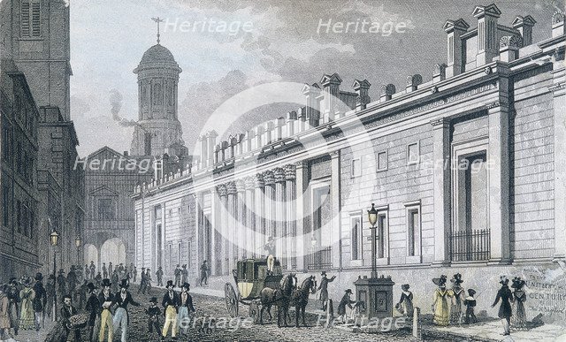 Bank of England, Threadneedle Street, London, 1828. Artist: W Wallis