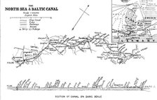 The Opening of the Baltic Canal: map and section of the canal, 1895. Creator: George Philip & Son Ltd.