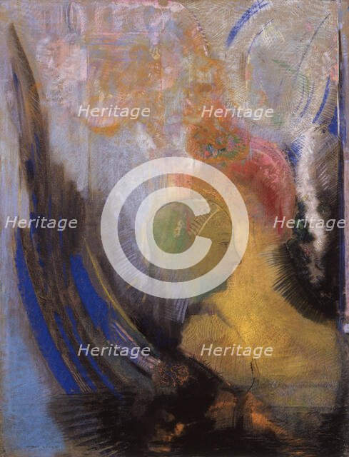 Winged Bust in Profile, c1899. Creator: Redon, Odilon (1840-1916).