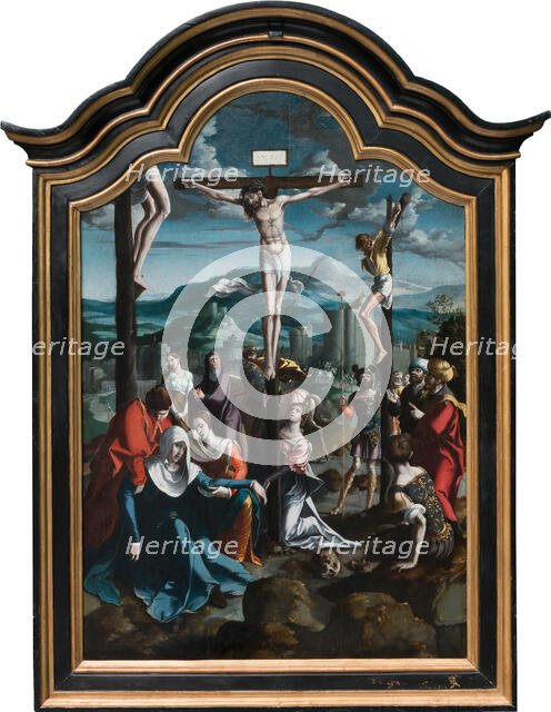 Triptych with the Crucifixion, Saints and Donors, 1530-1540. Creator: North Netherlandish Master.